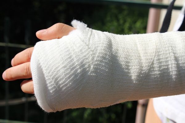 A hand in an orthopaedic bandage.